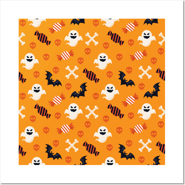 Halloween Seamless Pattern Wall Art by aquariart